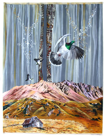 nicky thompson nz contemporary artist, painter, lace, native birds